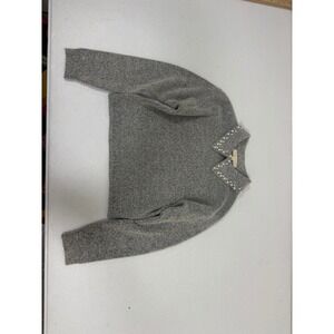 Copper Key Girls Heather Grey Faux Pearl Embellished Collar‎ Knit Sweater Small
